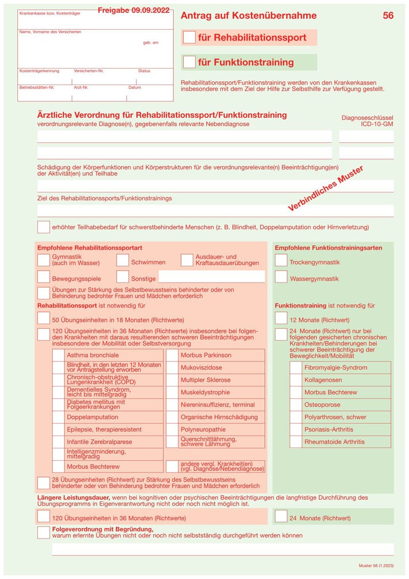 Verordnung Rehasport Funktionstraining Muster 800