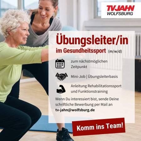 Übungsleiter/in für unsere Gesundheitssportangebote gesucht!